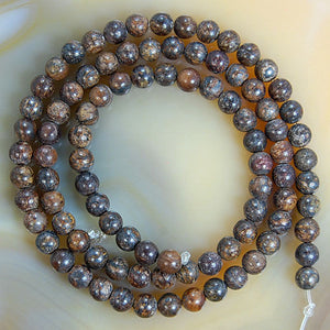 Natural Bronzite Gemstone Round Loose Beads on a 15.5" Strand