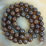 Natural Bronzite Gemstone Round Loose Beads on a 15.5" Strand