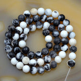 Natural Brush Painting Jasper Gemstone Round Loose Beads on a 15.5" Strand