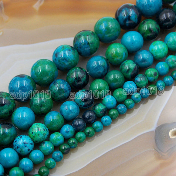 Dyed Chrysocolla Gemstone Round Loose Beads on a 15.5