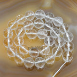 Faceted Natural Clear Crystal Quartz Gemstone Round Loose Beads on a 15.5" Strand