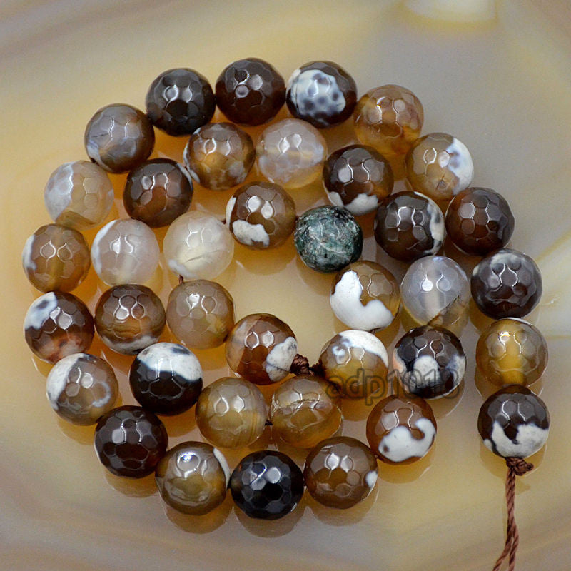 Faceted Natural Red Fire Agate Gemstone Round Loose Beads on a