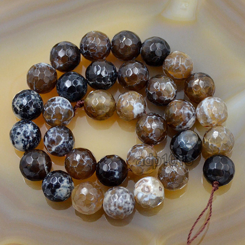 Handmade Rosary, 10mm fire crackle agate beads, dark coffee brown buying