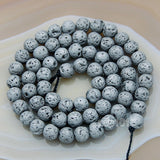 Natural Volcanic Lava Stone Round Loose Beads on a 15.5" Strand