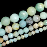 Faceted Natural Colorful Amazonite Gemstone Round Loose Beads on a 15.5" Strand