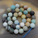 Matte Natural Colorful Amazonite Gemstone Round Loose Beads on a 15.5" Strand