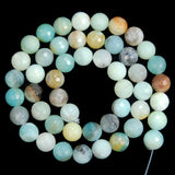 Faceted Natural Colorful Amazonite Gemstone Round Loose Beads on a 15.5" Strand