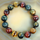 Natural Colorful Tiger's Eye Gemstone Beads Stretch Bracelet Healing Reiki