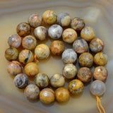 Faceted Natural Crazy Lace Agate Gemstone Round Loose Beads on a 15.5" Strand