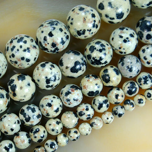 Natural Dalmation Jasper Gemstone Round Loose Beads on a 15.5