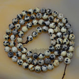 Faceted Natural Dalmation Jasper Gemstone Round Loose Beads on a 15.5" Strand