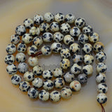 Faceted Natural Dalmation Jasper Gemstone Round Loose Beads on a 15.5" Strand