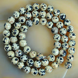 Natural Dalmation Jasper Gemstone Round Loose Beads on a 15.5" Strand