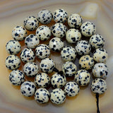 Faceted Natural Dalmation Jasper Gemstone Round Loose Beads on a 15.5" Strand
