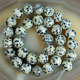 Natural Dalmation Jasper Gemstone Round Loose Beads on a 15.5" Strand