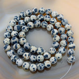 Matte Natural Dalmation Jasper Gemstone Round Loose Beads on a 15.5" Strand
