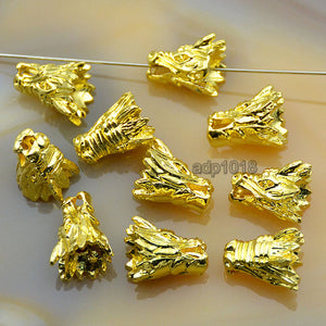 Animal Head Dragon Solid Metal Finding Connector Spacer Charm Beads 10 Pcs