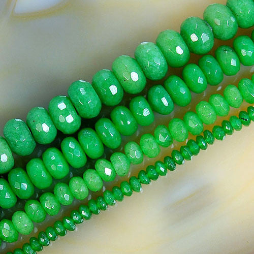 Faceted Green Jade Rondelle Beads 15