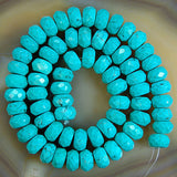 Faceted Green Turquoise Rondelle Gemstone Round Loose Beads on a 15.5" Strand