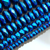 Faceted Hematite Rondelle Gemstone Round Loose Beads on a 15.5" Strand