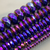 Faceted Hematite Rondelle Gemstone Round Loose Beads on a 15.5" Strand