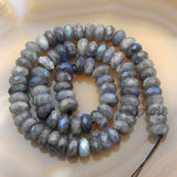 Faceted Natural Labradorite Rondelle Gemstone Loose Beads on a 15.5" Strand