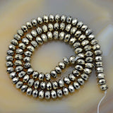 Faceted Natural Pyrite Hematite Rondelle Gemstone Loose Beads on a 15.5" Strand