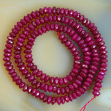 Faceted Natural Ruby Jade Rondelle Gemstone Round Loose Beads on a 15.5" Strand