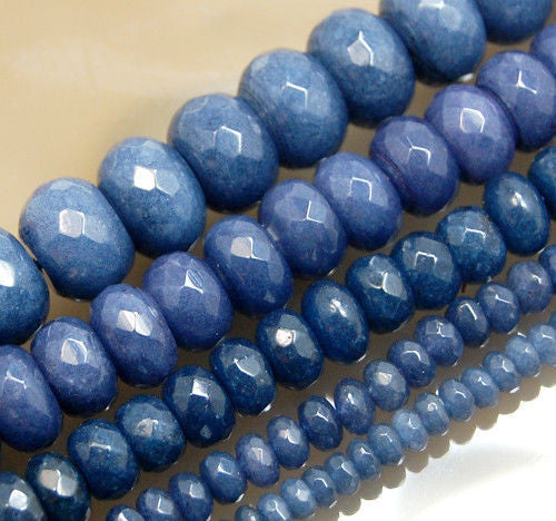 Faceted Natural Sapphire Jade Rondelle Gemstone Round Loose Beads on a 15.5