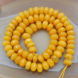 Faceted Natural Yellow Jade Rondelle Gemstone Round Loose Beads on a 15.5" Strand