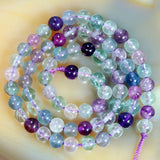 Natural Colorful Fluorite Gemstone Round Loose Beads on a 15.5" Strand