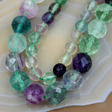 Faceted Natural Fluorite Gemstone Round Loose Beads on a 15.5" Strand