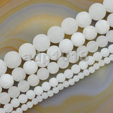 Matte Natural Jade Gemstone Round Loose Beads on a 15.5" Strand