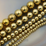 Natural Hematite Gemstone Round Loose Beads on a 15.5" Strand