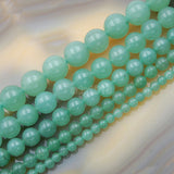 Natural Green Aventurine Round Loose Beads on a 15.5" Strand