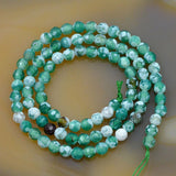 Faceted Natural Green Fire Agate Gemstone Round Loose Beads on a 15.5" Strand