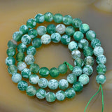Faceted Natural Green Fire Agate Gemstone Round Loose Beads on a 15.5" Strand