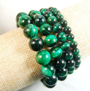 Natural Green Tiger's Eye Gemstone Beads Stretch Bracelet Healing Reiki