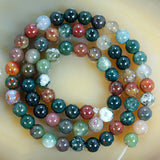 Natural Indian Agate Round Loose Beads on a 15.5" Strand