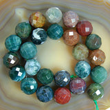 Faceted Natural Indian Agate Gemstone Round Loose Beads on a 15.5" Strand