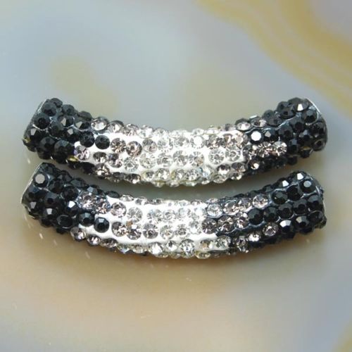 Silver Color Curved Tube Spacer Hollow Connector Charm Bracelet