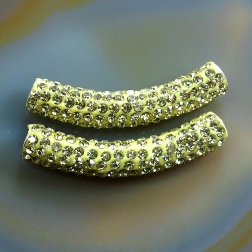2pcs Gold Color Metal Crystal Glass Rhinestones Charms Curving Beads Link  Connectors For Jewelry Making DIY Findings