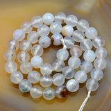 Faceted Natural Landscape Agate Gemstone Round Loose Beads on a 15.5" Strand
