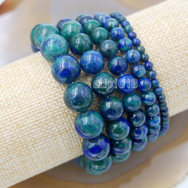 Natural Lapis Chrysocolla Gemstone Beads Stretch Bracelet