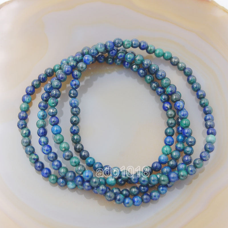 Natural Lapis Chrysocolla Gemstone Beads Stretch Bracelet