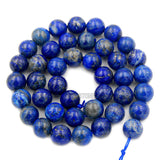 Natural Color & Color Enhanced Lapis Lazuli Round Loose Beads on a 15.5" Strand