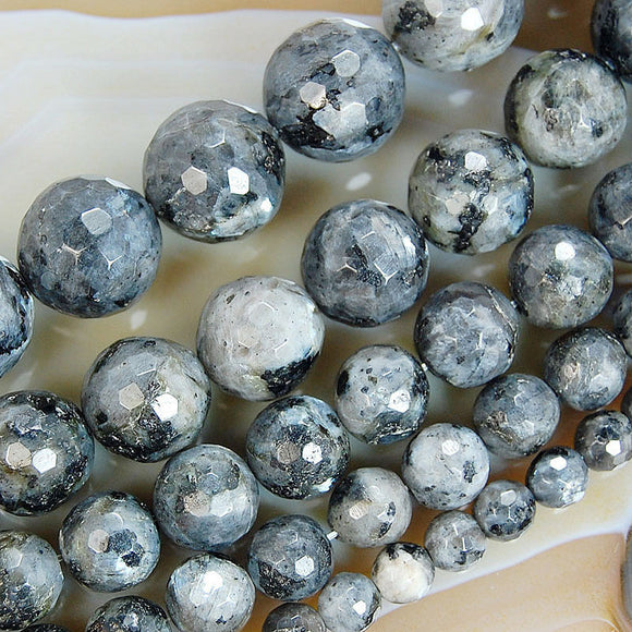 Faceted Natural Larvikite Labradorite Gemstone Round Loose Beads on a 15.5