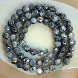 Faceted Natural Larvikite Labradorite Gemstone Round Loose Beads on a 15.5" Strand