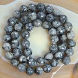 Faceted Natural Larvikite Labradorite Gemstone Round Loose Beads on a 15.5" Strand
