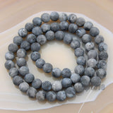 Matte Natural Larvikite Labradorite Gemstone Round Loose Beads on a 15.5" Strand